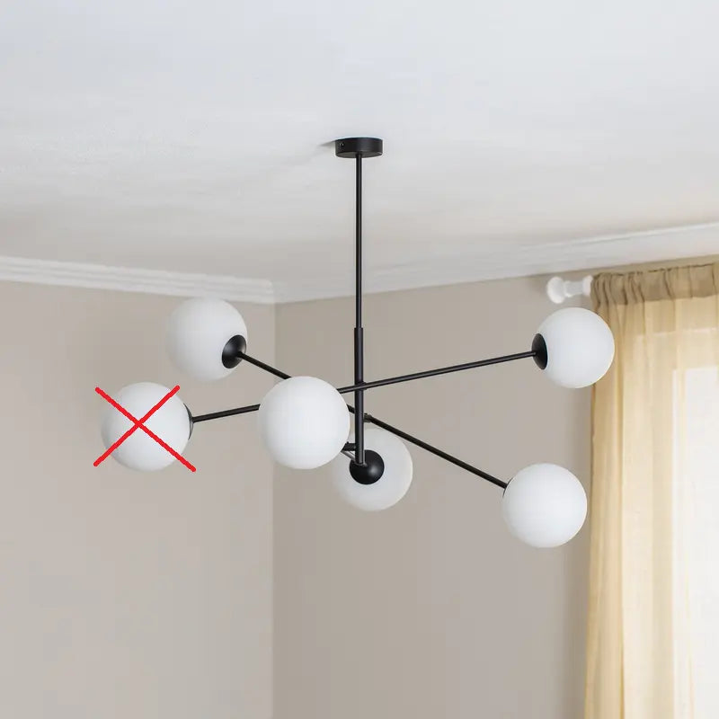 B-Ware Deckenleuchte Linear Schwarz/Opal Sechsflammig Deckenlampe Lampe Siehe Text/Foto