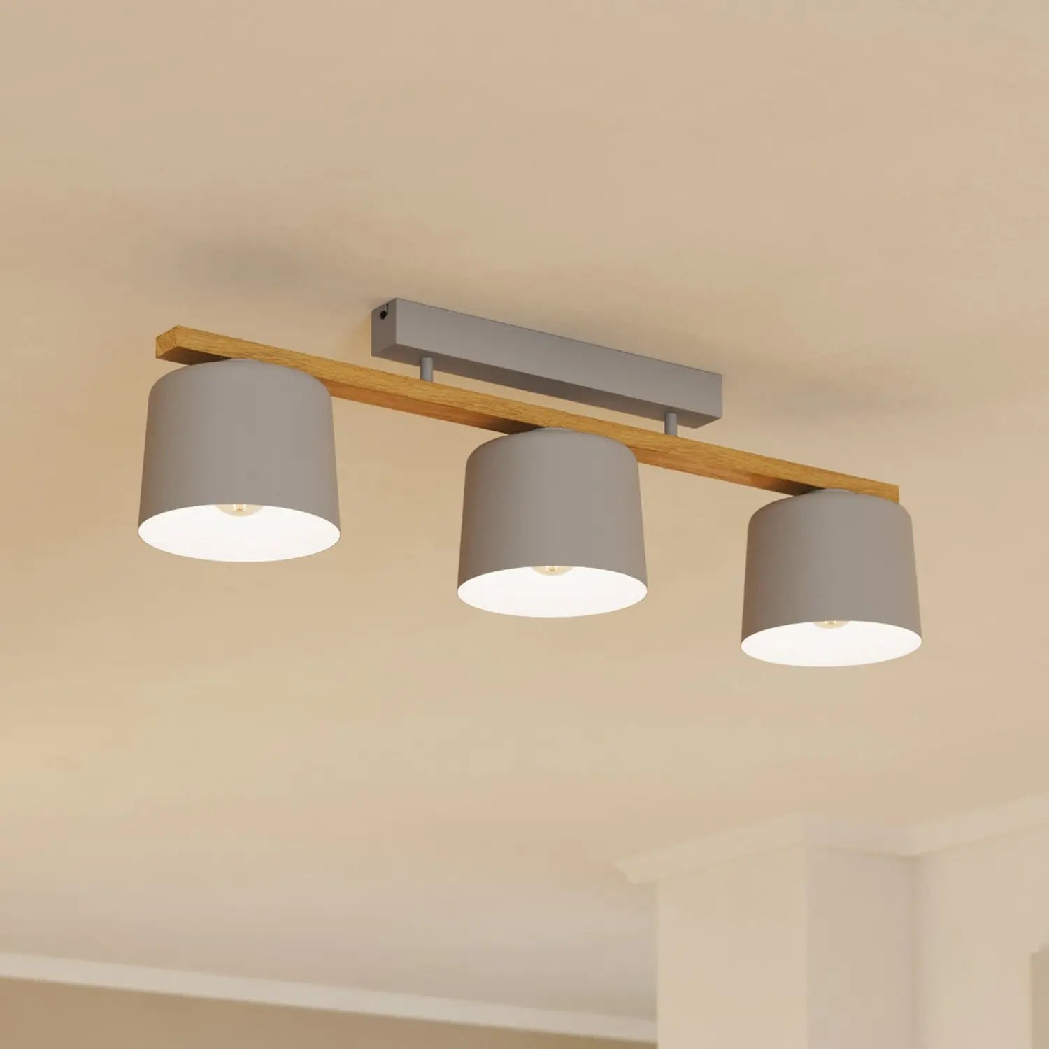 B-Ware Eglo Deckenleuchte Lampe Mariel 3 Flammig Hellgrau Holz Natur Leuchte Spot833