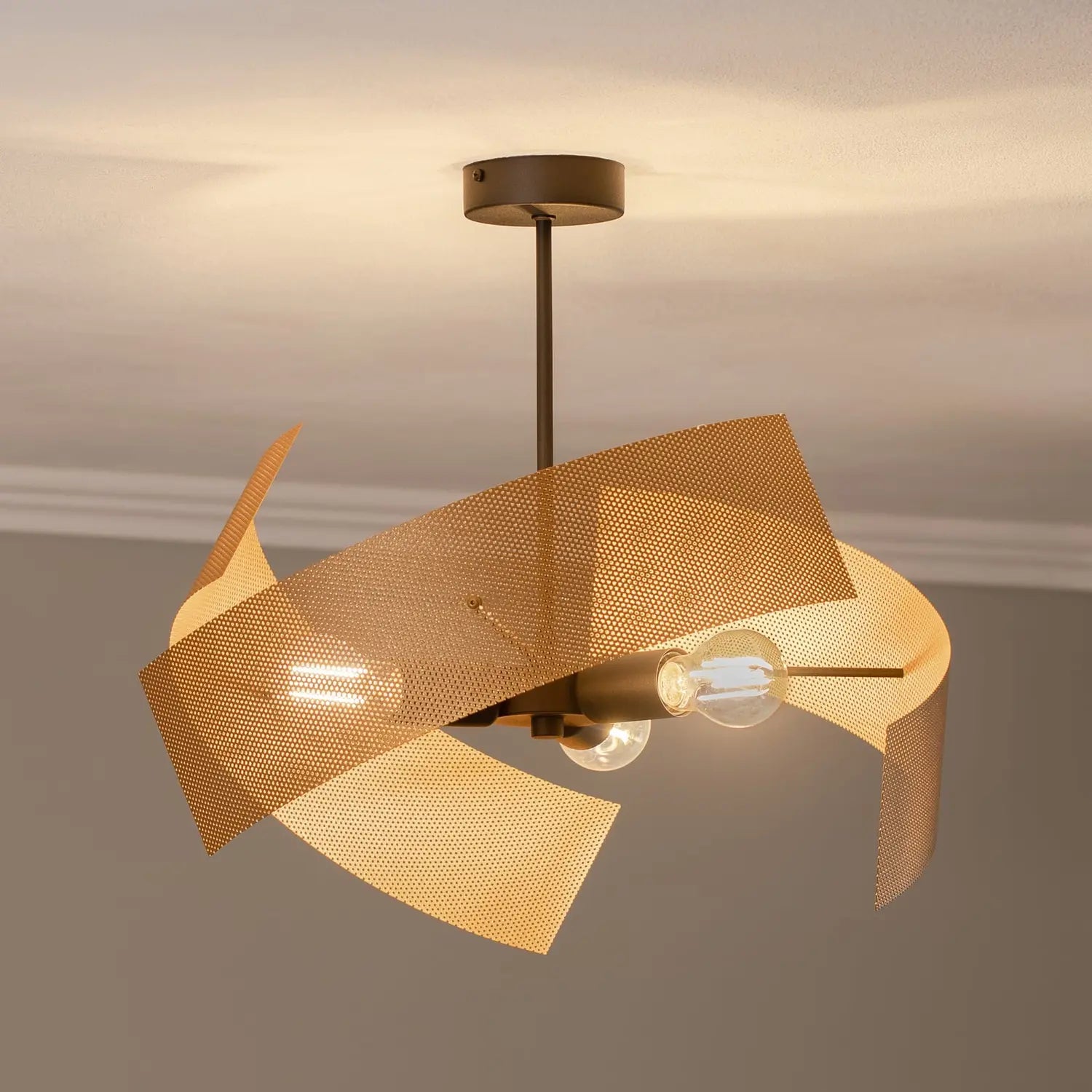 B-Ware Euluna Deckenleuchte Deckenlampe Moira Gold Schwarz Metall 3 Flammig Dimmbar