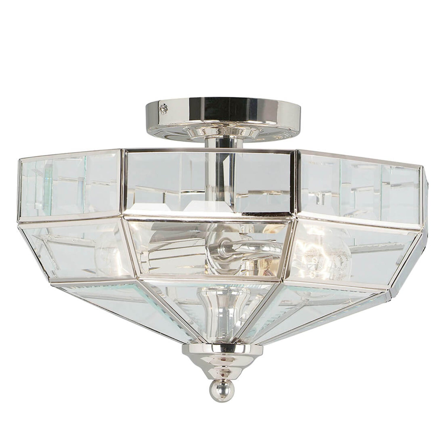 B-Ware Elstead Deckenleuchte Deckenlampe Old Park Nickel Poliert Glas Metall Led