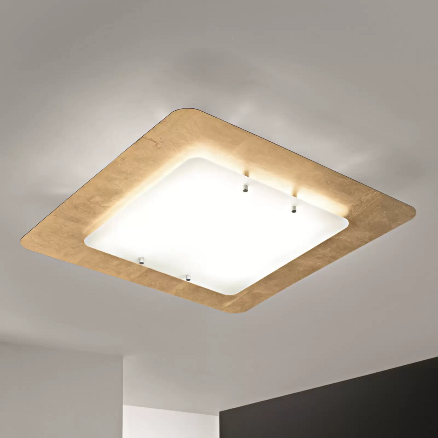 B-Ware Selène Deckenleuchte Pop Up Mit Blattgold Rahmen 32 X 32 Cm Deckenlampe Lampe