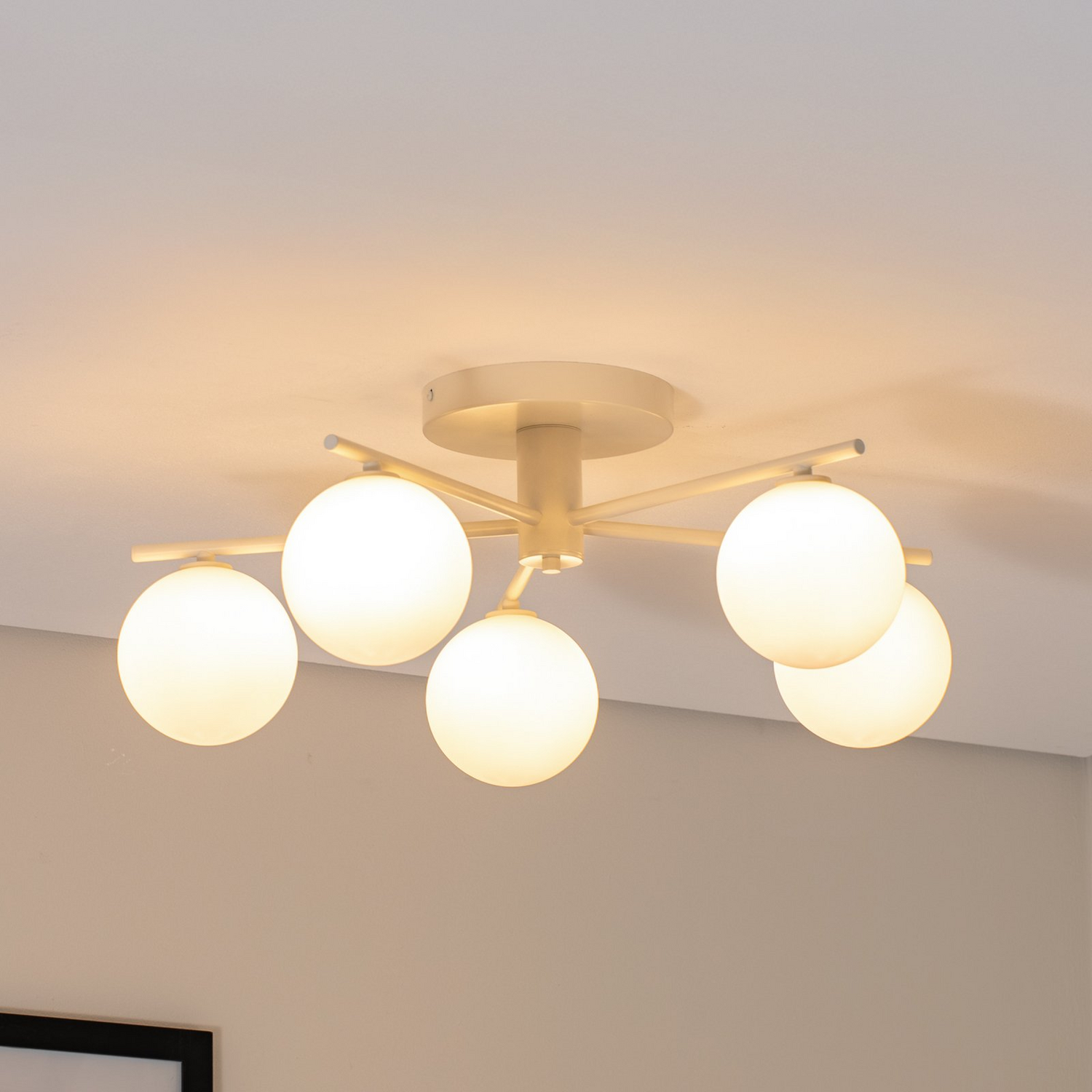 B-Ware Prato Deckenleuchte Lampe Glas Sand 5 Flammig Wohnzimmer Esszimmer Beleuchtung