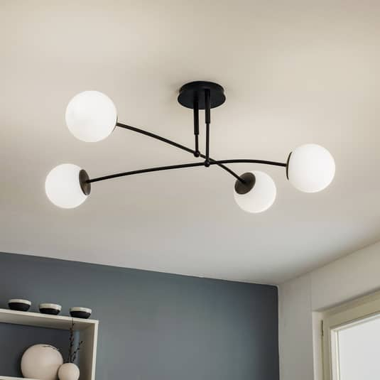 B-Ware Euluna Deckenlampe Deckenlampe Lampe Leuchte Pregos 4 In Schwarz Vierflammig