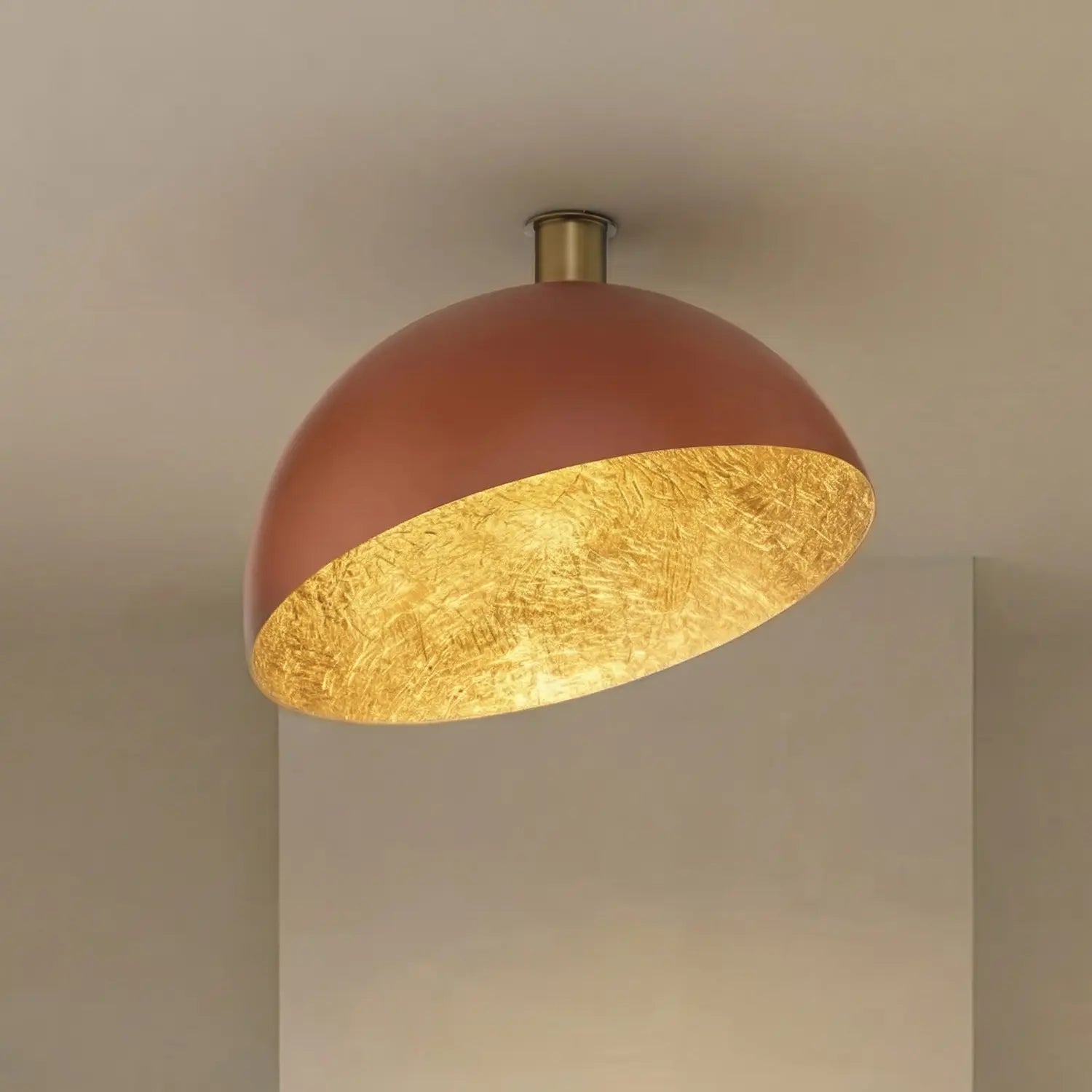 B-Ware Deckenleuchte Sfera Lampe Metall Rot Gold E27 Led ø 50 Cm Leuchte Deckenlampe