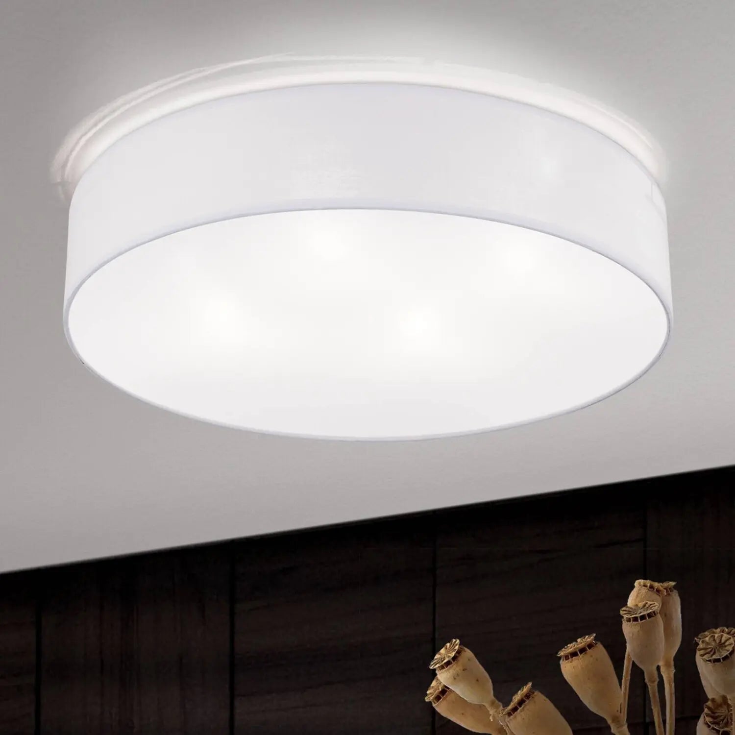 B-Ware Deckenleuchte Ufo Leinenschirm Deckenlampe Wohnzimmerleuchte E27 Siehe Text