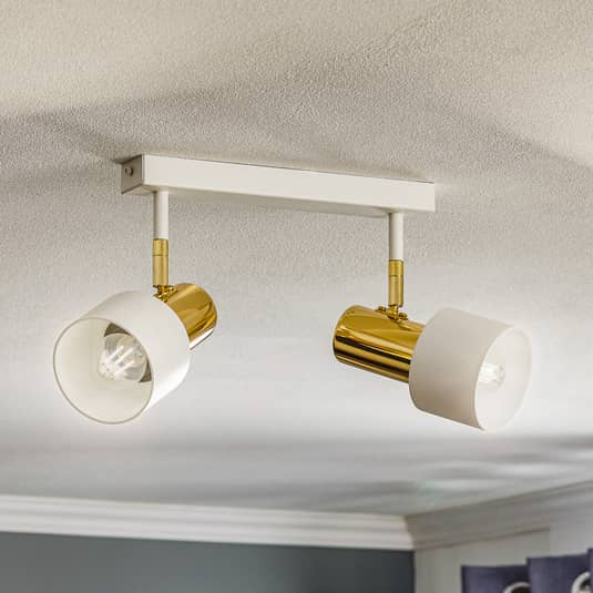 B-Ware Euluna Deckenstrahler Deckenlampe Lampe Leuchte Destin Zweiflammig Grün/Messing