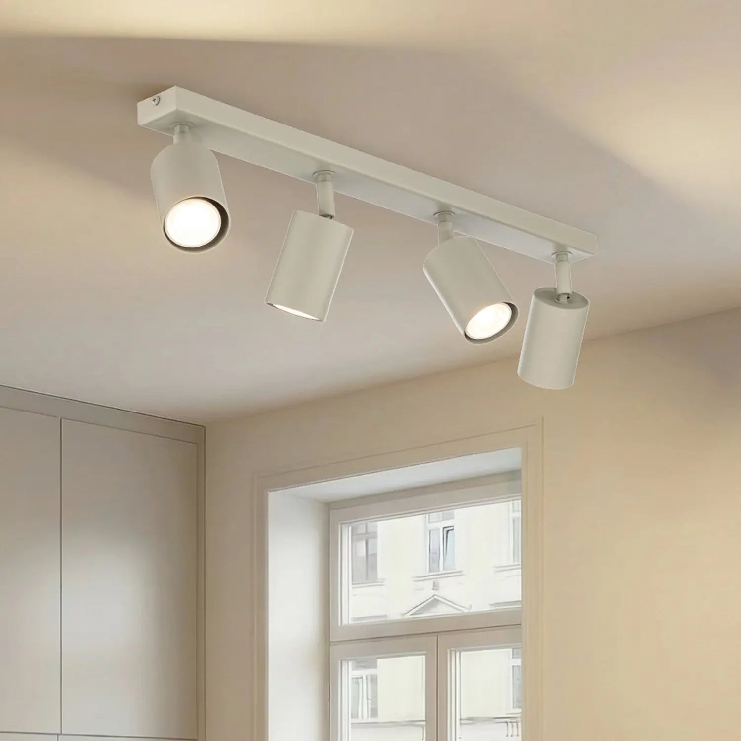 B-Ware Zoom Deckenstrahler Deckenleuchte Strahler 4 Flammig Stahl Grau Beige Gu10