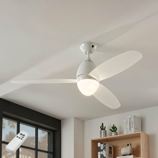 B-Ware Lindby Deckenventilator Deckenlampe Deckenlampe Piara Beleuchtet Weiß Glänzend