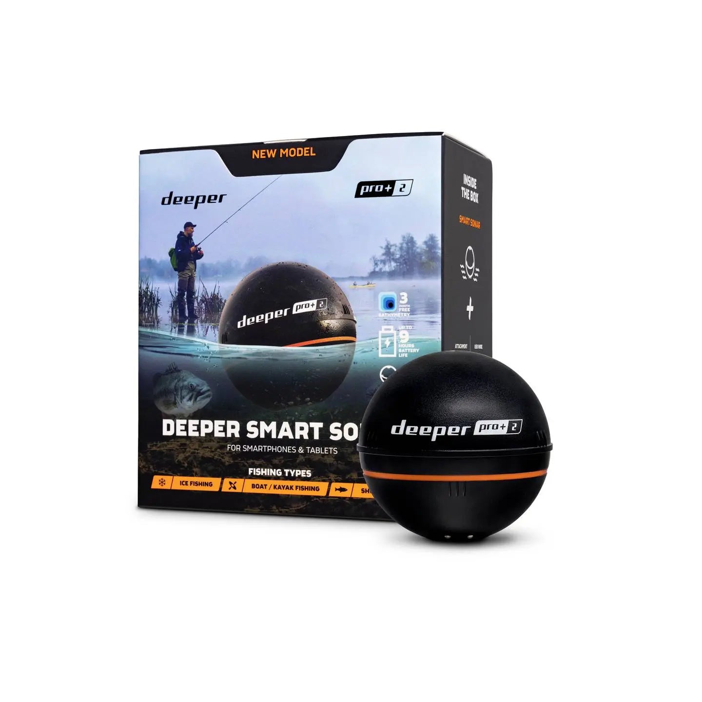 B-Ware Deeper Pro+2 Fischfinder Echolot Sonar Gps Schwarz Kabellos Akkubetrieben