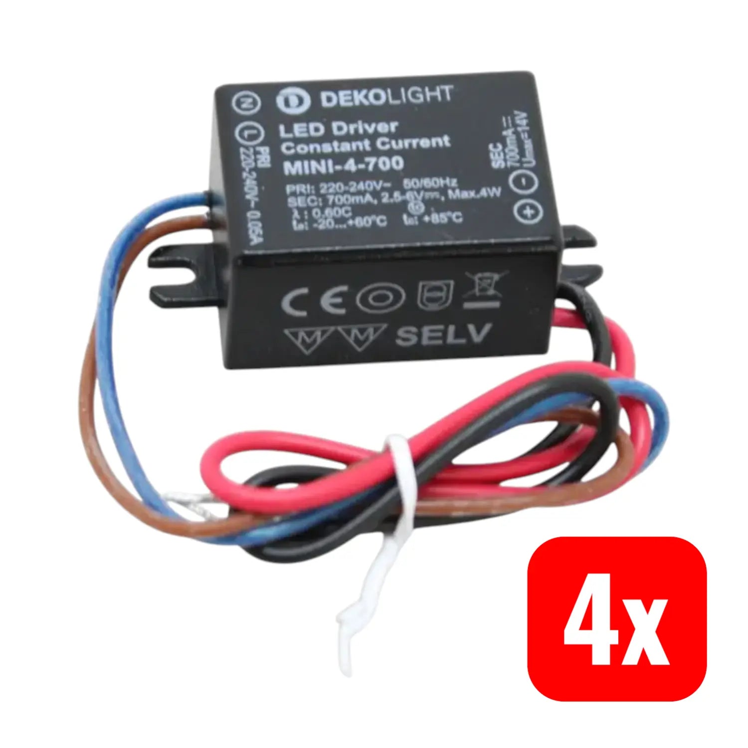 B-Ware Deko Light Led Treiber Konstantstrom Mini Ip65 Schwarz 4 W 700m A 4 Stück