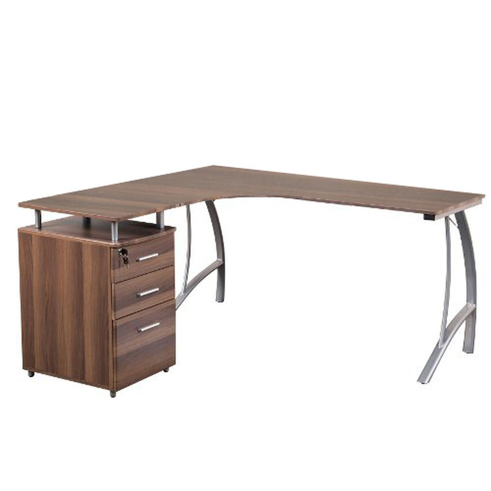 B-Ware Hjh Office Eckschreibtisch Castor T Stand Container Nussbaum Schreibtisch Tisch