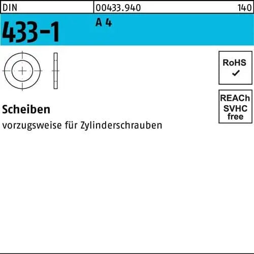 B-Ware Scheibe Unterlegscheibe Din 433 1 A Edelstahl 10,5 X 18 X 1,6 Mm 1000 Stück
