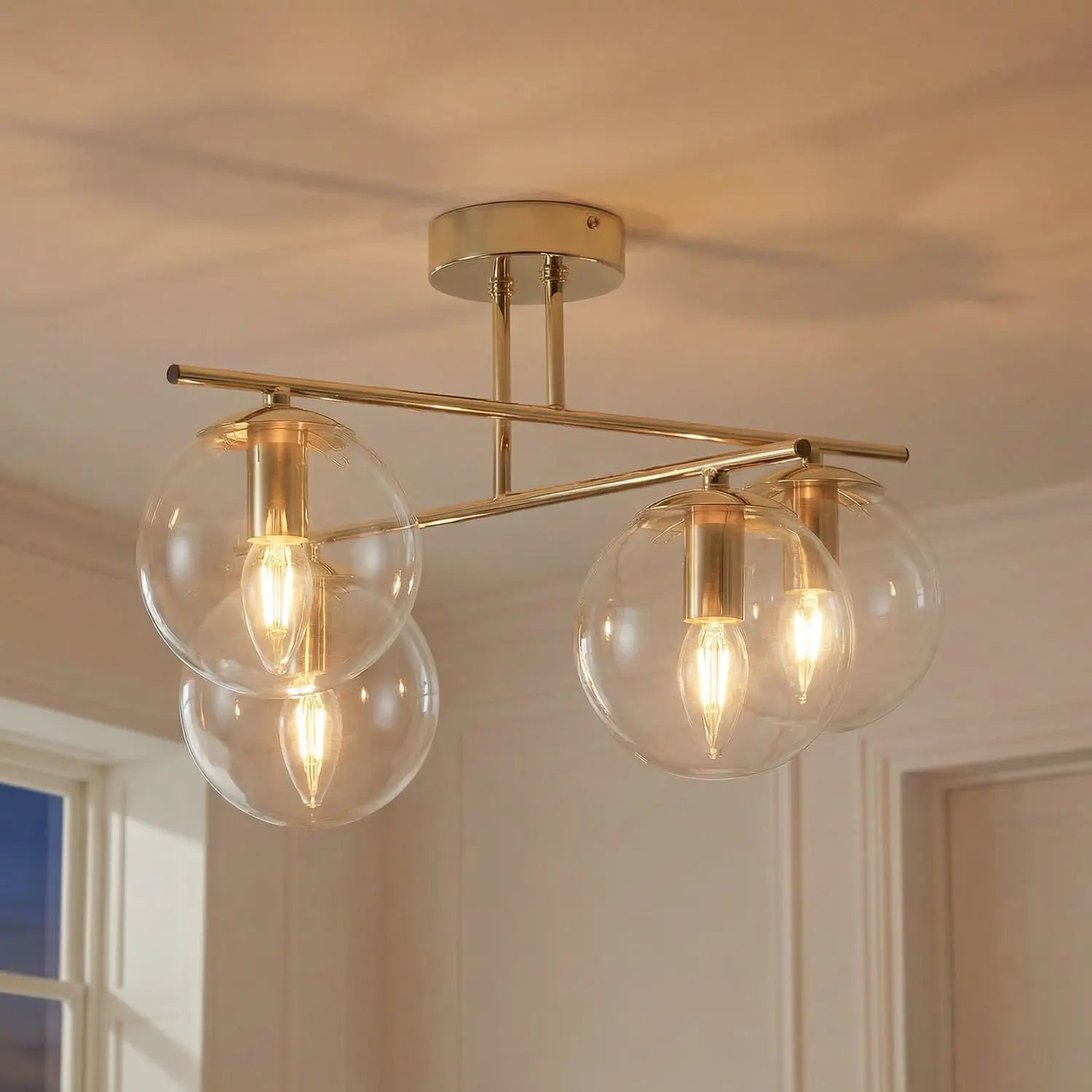 B-Ware Domiluce Deckenleuchte Lampe Zoe Glas Gold Wohnraumleuchte Zimmerleuchte