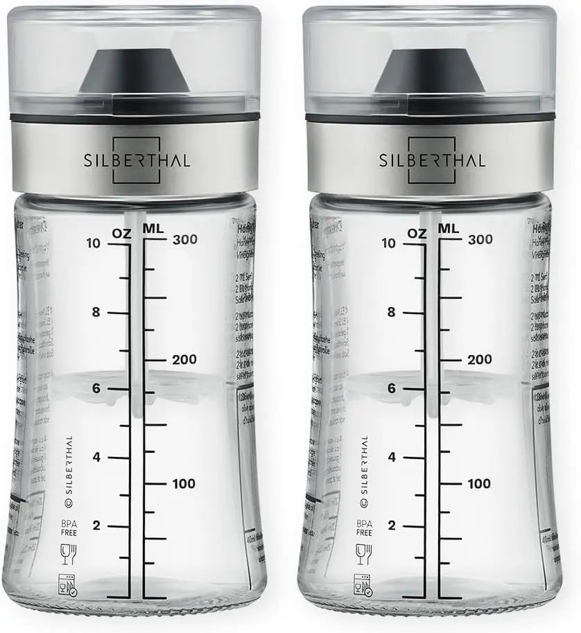 B-Ware Silberthal Dressingshaker Soßenspender Glas Set Dressingmixer 300 Ml 2 Stück