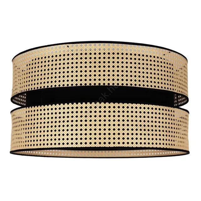 B-Ware Duolla Deckenleuchte Lampe Duo Rattan Baumwolle Rund Beige Schwarz Wohnzimmer