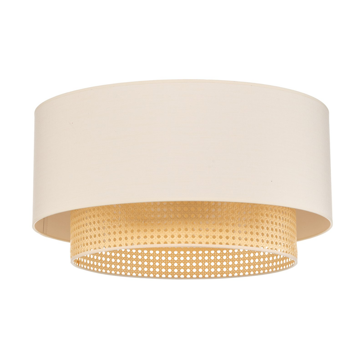 B-Ware Duolla Deckenleuchte Hängelampe Boho Rattanlampe Creme Weiß 60 Cm Baumwolle