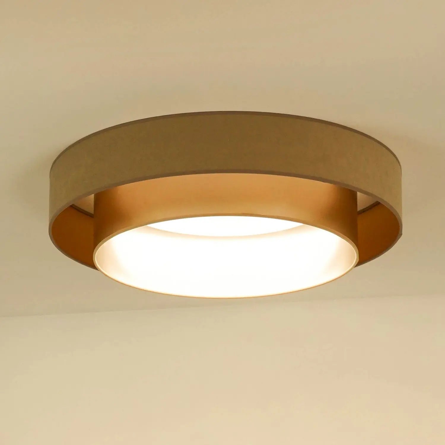 B-Ware Duolla Led Deckenlampe Luneta Leuchte Lampe Samt Beige Gold ø 60 Cm 3 Step Dim