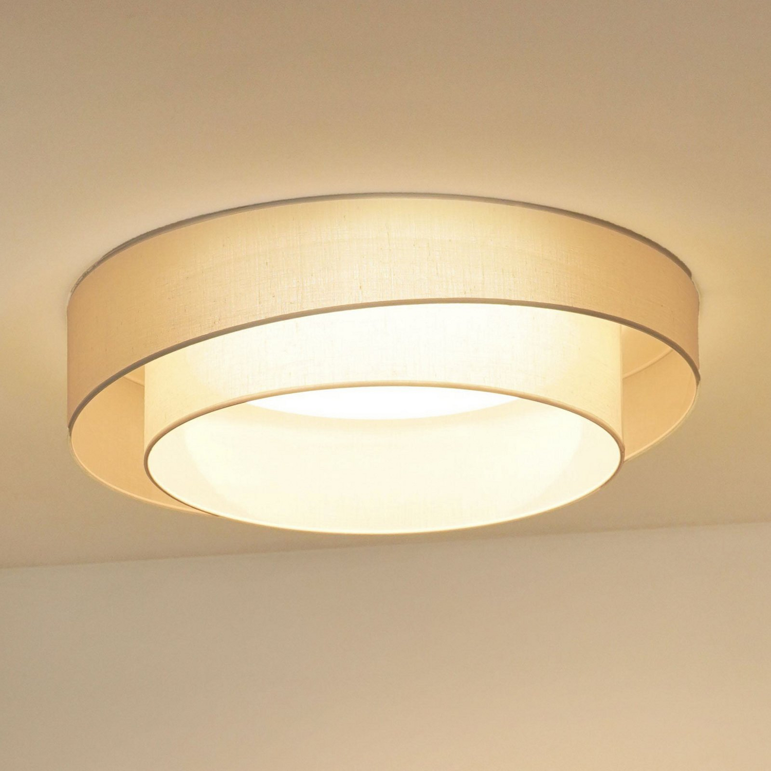 B-Ware Duolla Led Deckenleuchte Lampe Leuchte Fernbedienung Weiß 60cm Dimmbar Textil