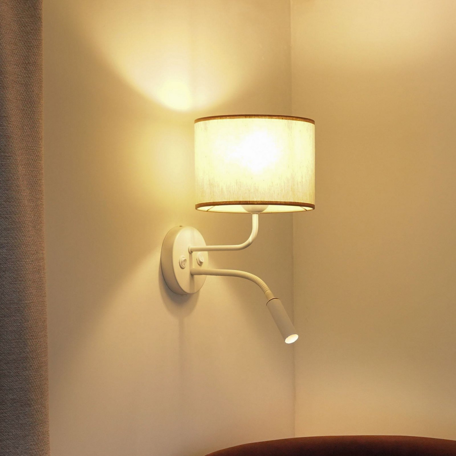 B-Ware Duolla Wandleuchte Lampe Roller Wandlampe Licht Leselicht Baumwolle Rohweiß Weiß