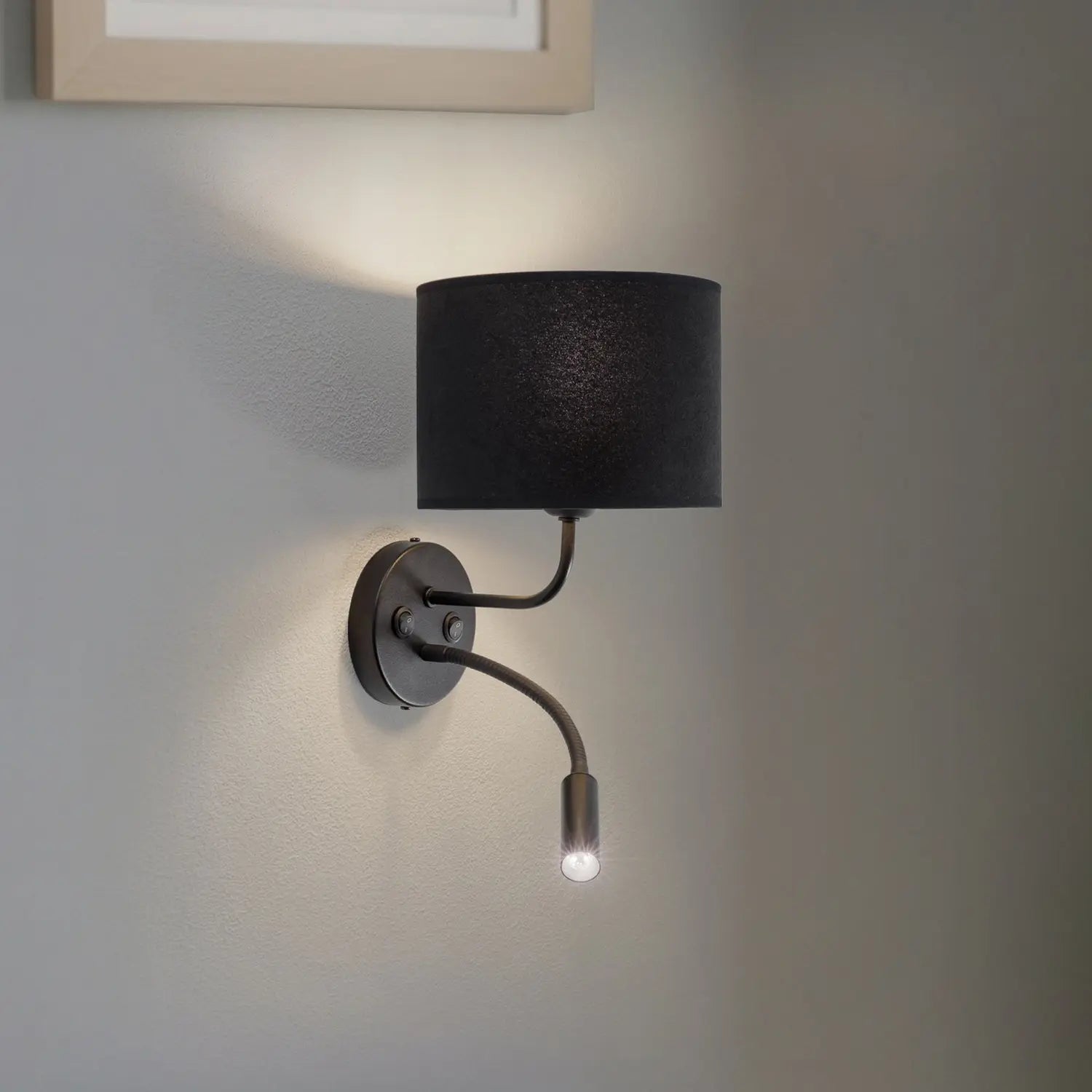 B-Ware Duolla Wandleuchte Leuchte Lampe Schwarz Samt Leselicht Metall E27 G9 2flg