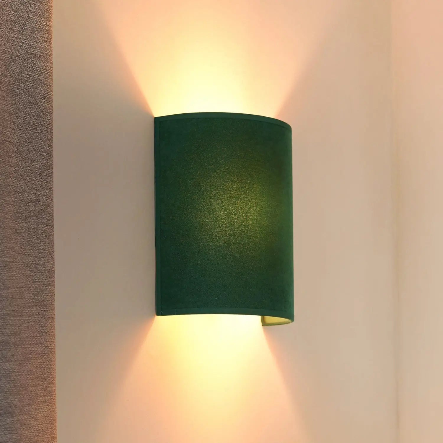 B-Ware Duolla Wandleuchte Wandlampe Semi Circle Samt Dunkelgrün E27