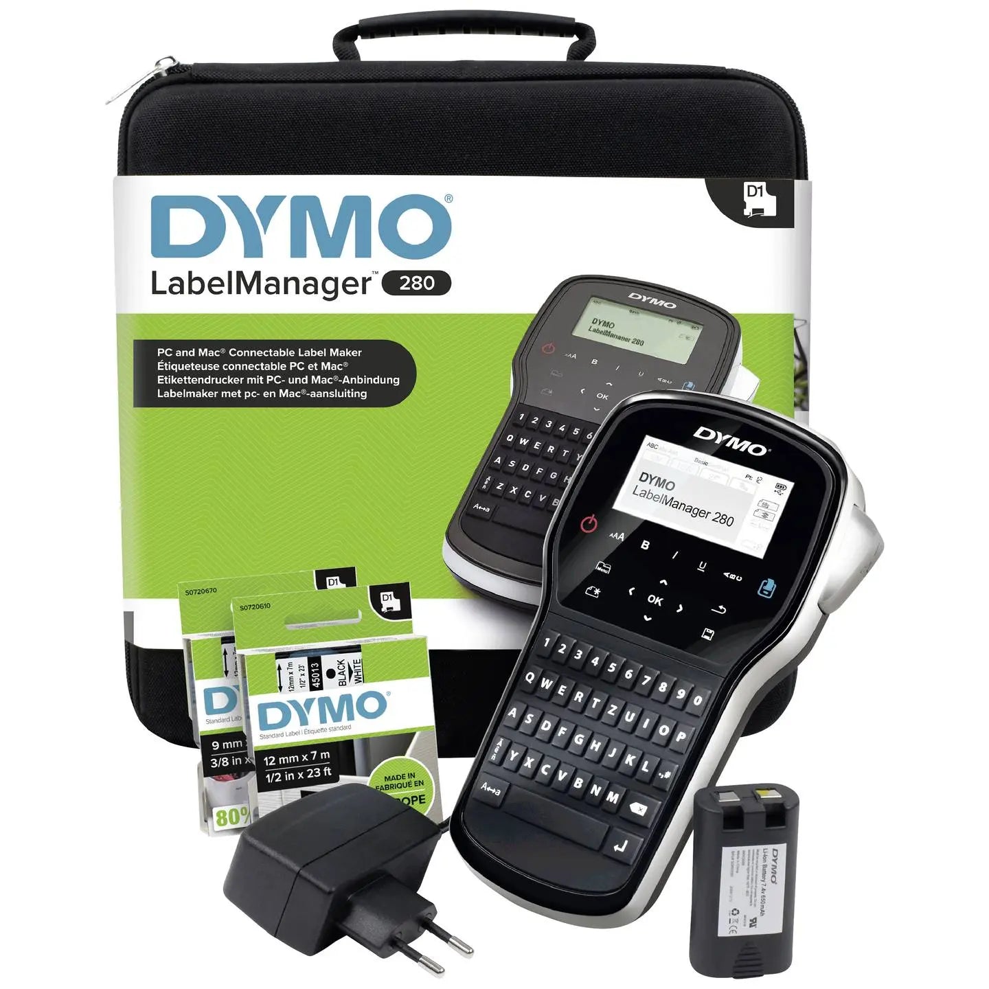 B-Ware Dymo Labelmanager 280 Koffer Beschriftungsgerät Etikettendrucker Mehrfarbig