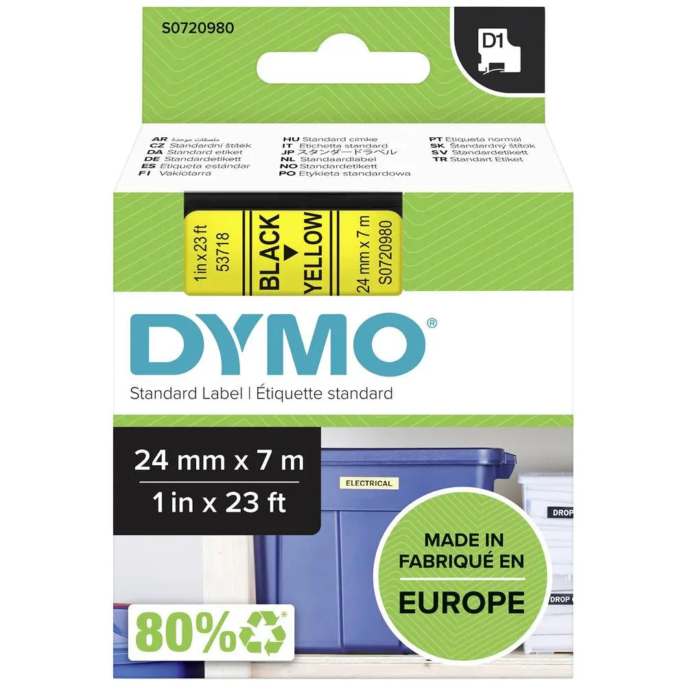 B-Ware Dymo Schriftband Etikettenband D1 53718 Polyester Gelb Schwarz 24 Mm 7 M 1 Stück