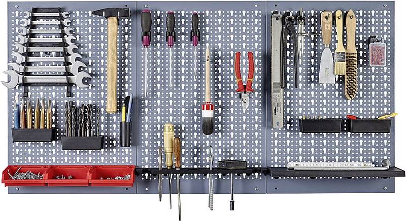 B-Ware Küpper Stahlblech Werkzeug Lochwand 3 Teilig Inkl 12 Standardhaken 120x60cm250