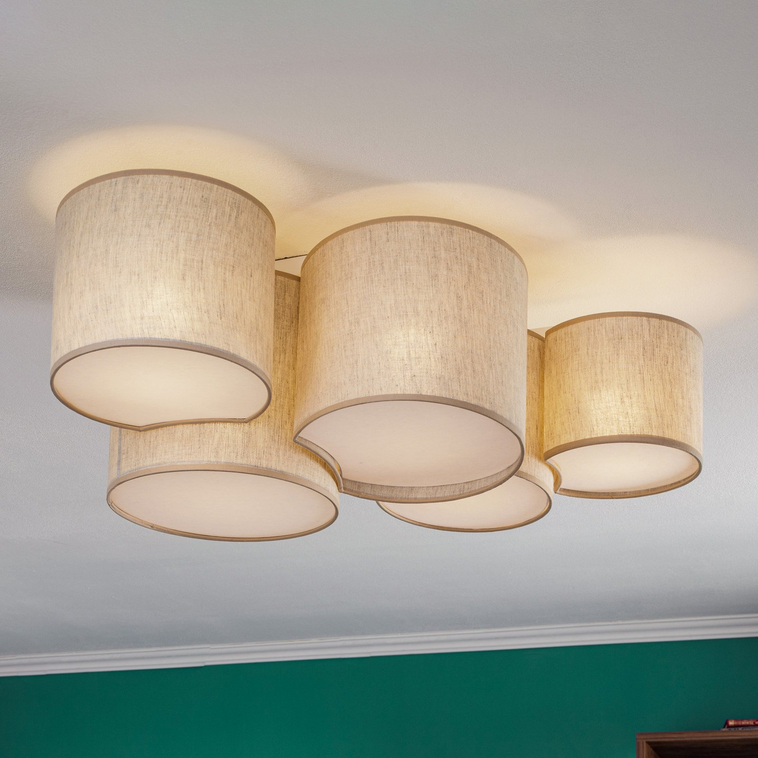 B-Ware Euluna Deckenleuchte Mona Nature Lampe Leuchte Deckenlampe 5 Fl E27 Leinen Na257