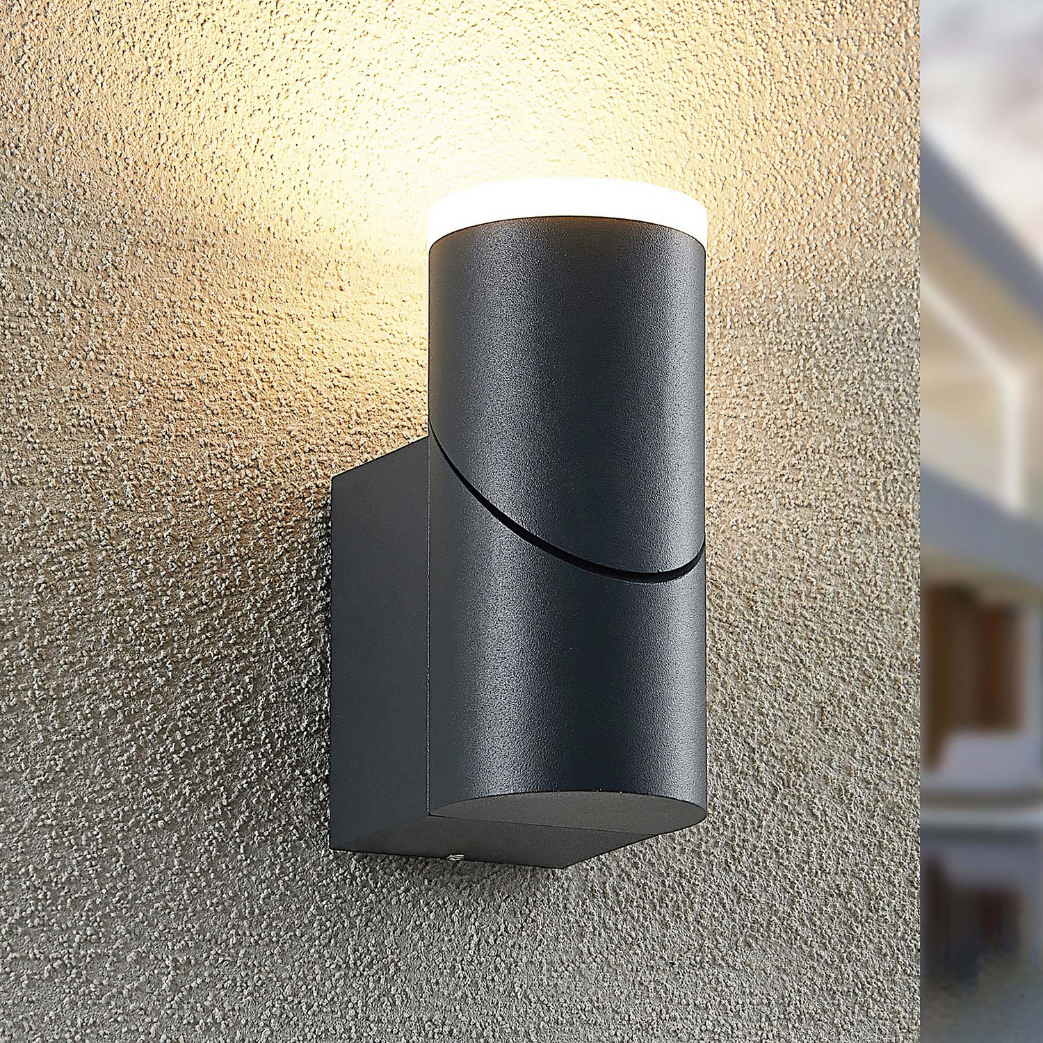 B-Ware Lindby Aspyn LED-Außenwandleuchte Lampe warmweiß dunkelgrau 1fl IP54