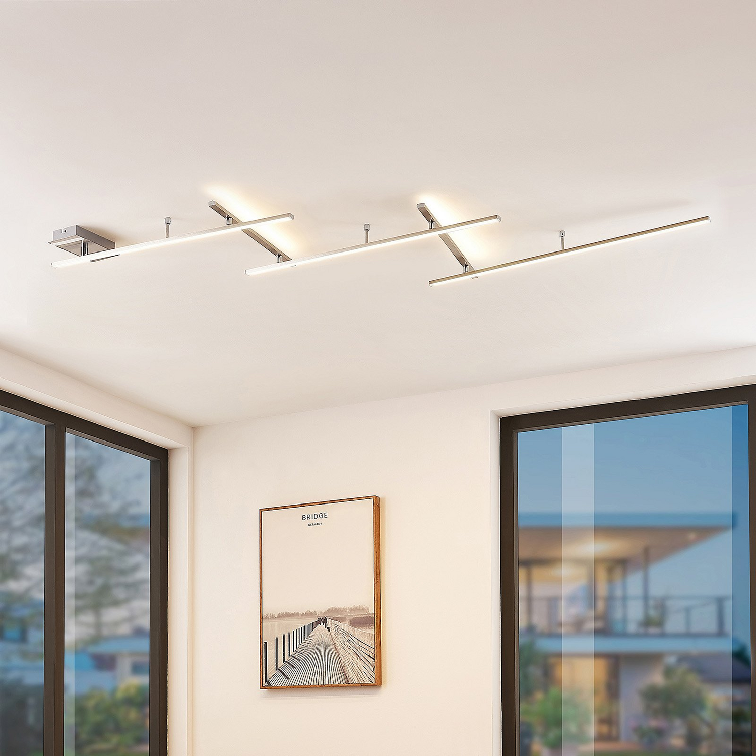 B-Ware Lindby Deckenleuchte Lampe Led Acia Nickel Wohnraum Beleuchtung Modern Design