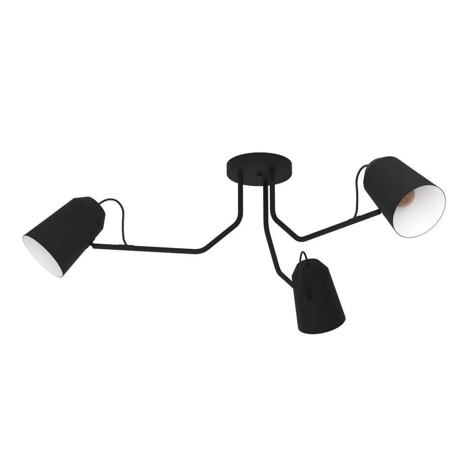 B-Ware Eglo Deckenleuchte Lampe Loreto Schwarz Dreiflammig Stahl Bewegliche Schirme E27