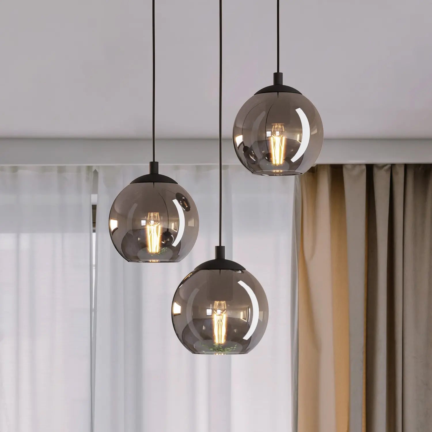 B-Ware Hängeleuchte Pendelleuchte Eglo Ariscani Glas Rauchgrau Schwarz E27 3flg64