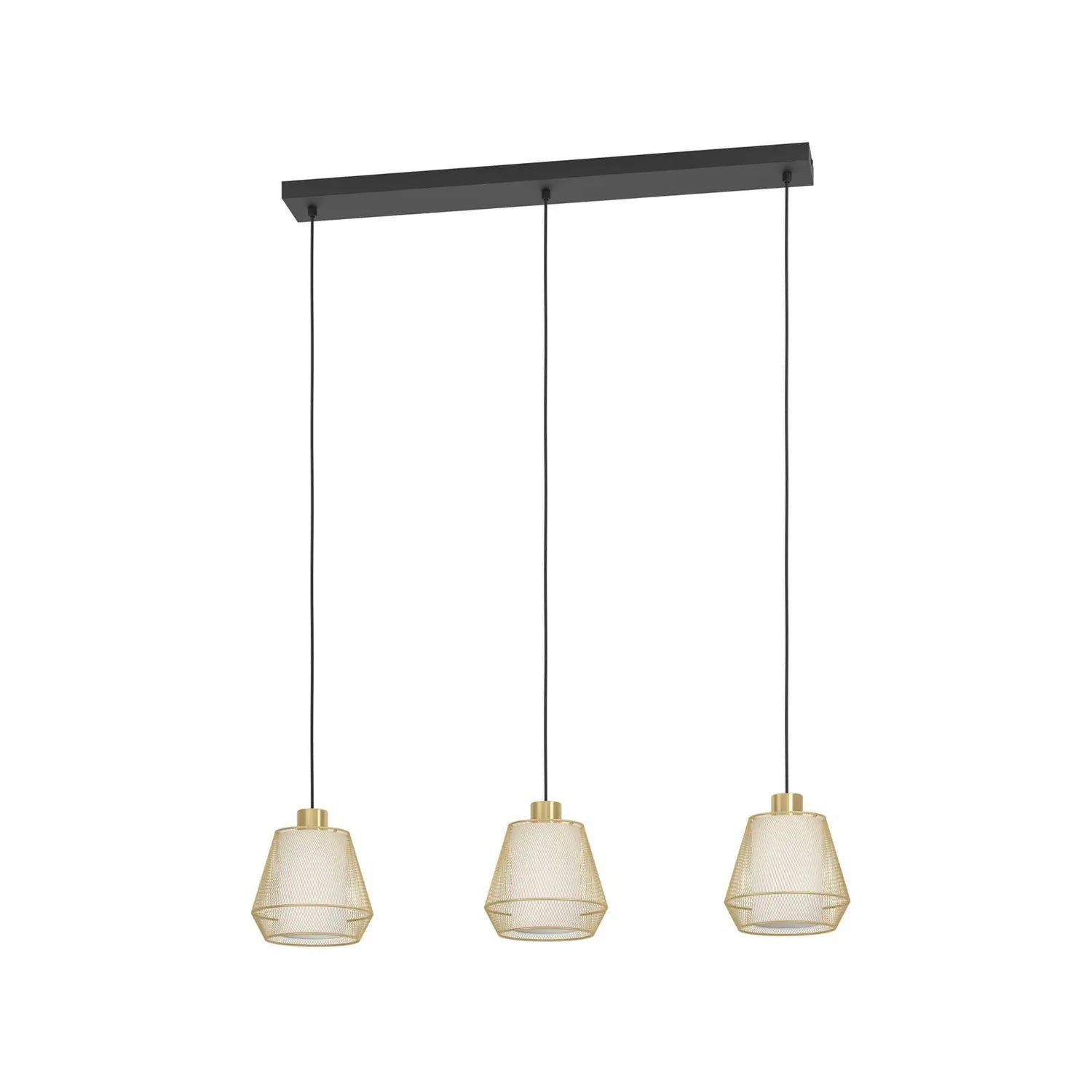 B-Ware Eglo Hängeleuchte Pendelleuchte Ciudadela Schwarz Messing 3 Flammig 88 Cm
