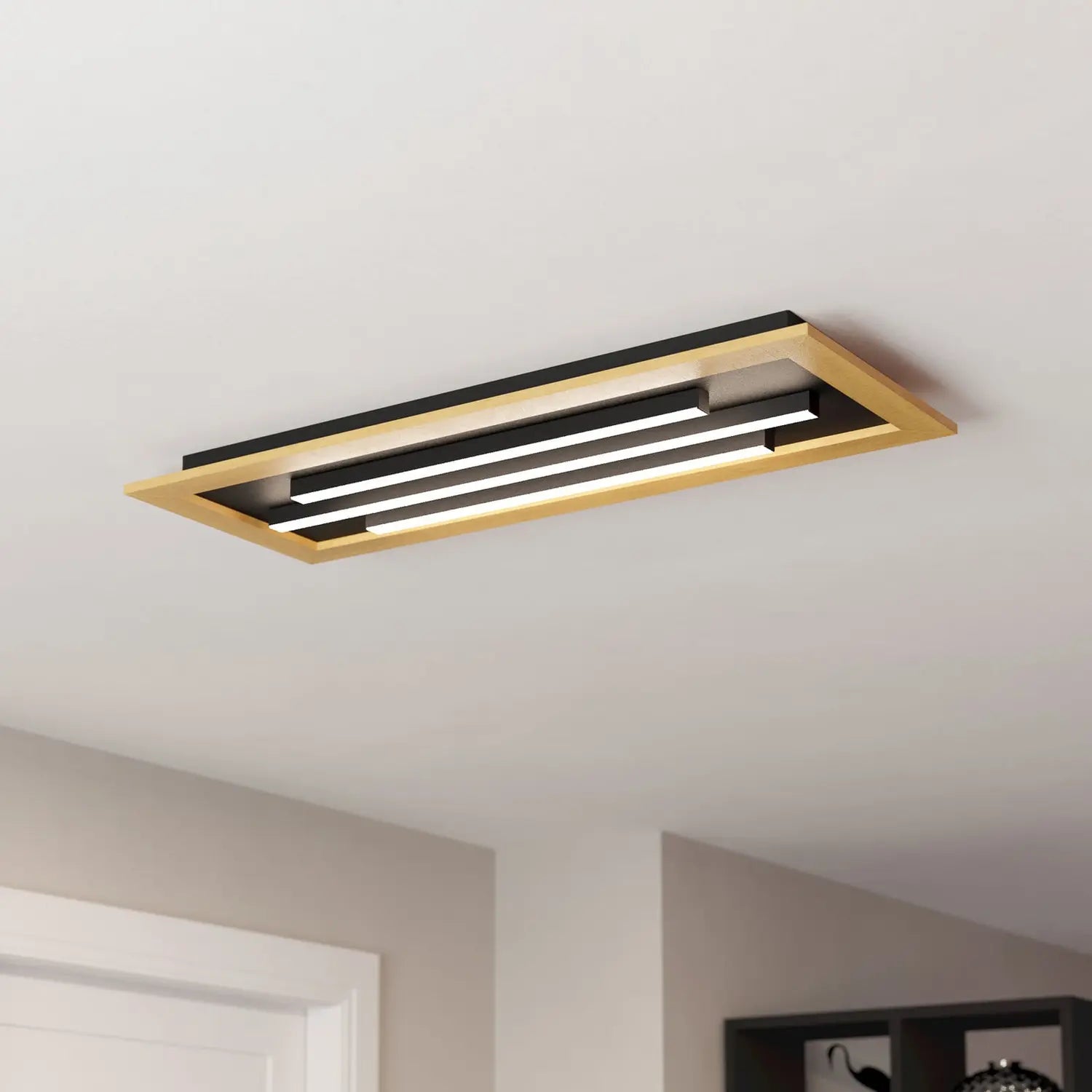 B-Ware Deckenleuchte Lampe Led Eglo Tirrenara Fernbedienung Schwarz Holz Dimmbar
