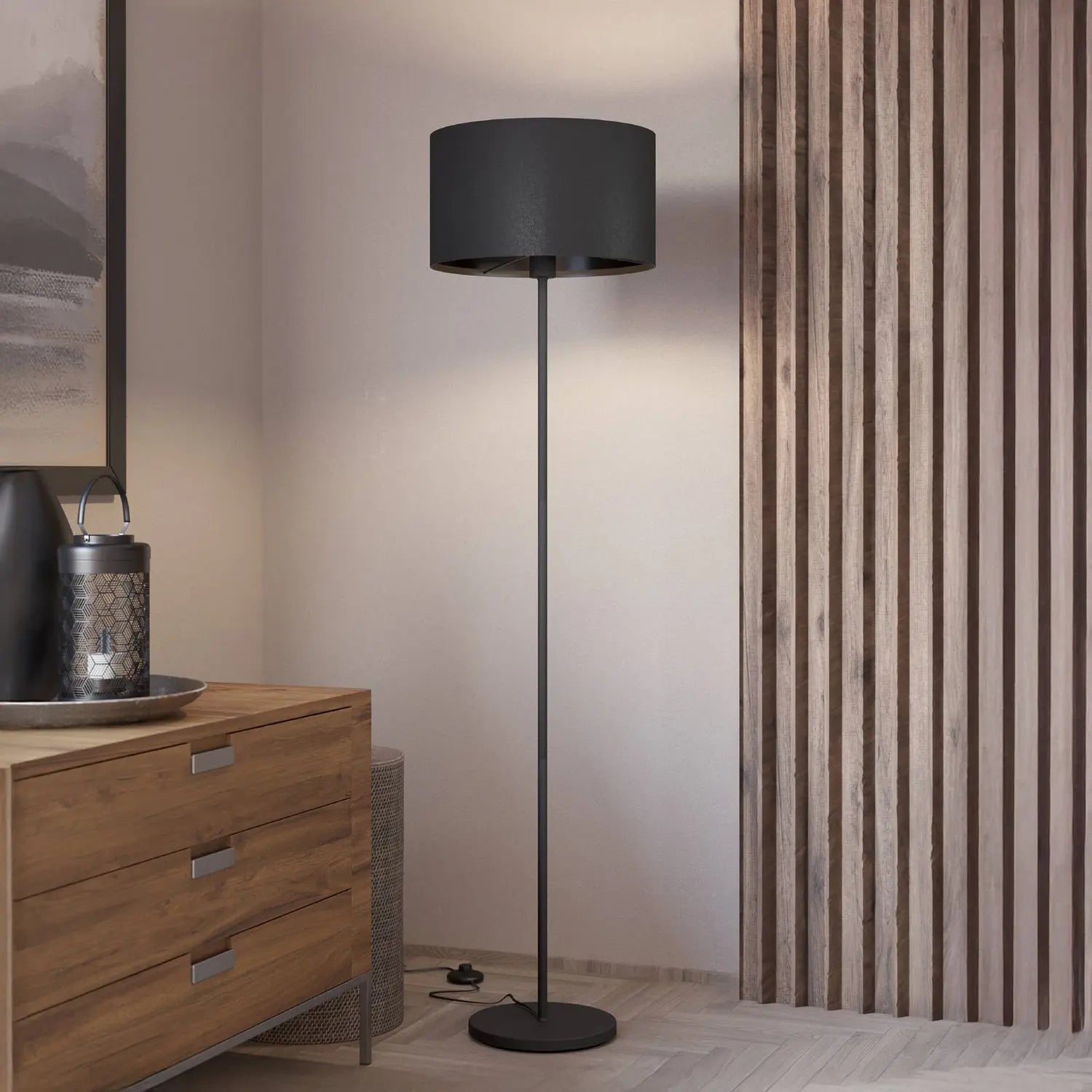 B-Ware Eglo Stehleuchte Stehlampe Maserlo Standleuchte Höhe 151 Cm Stoff/Stahl Schwarz