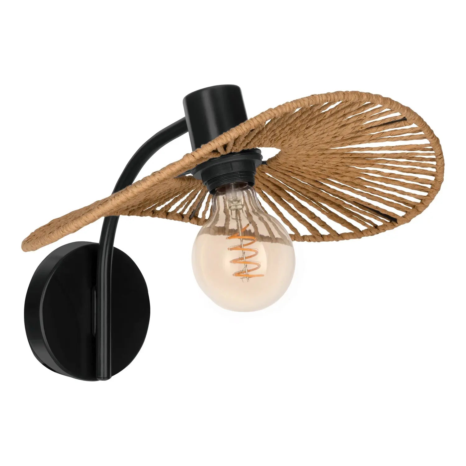 B-Ware Eglo Wandleuchte Wandlampe Siruela E27 Schwarz Papier Natur Stahl