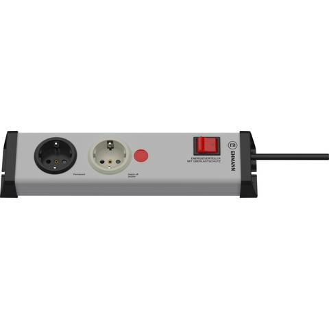B-Ware Ehmann 0218x00022301 Steckdosenleiste Mehrfachsteckdose Mit Schalter 2fach Grau