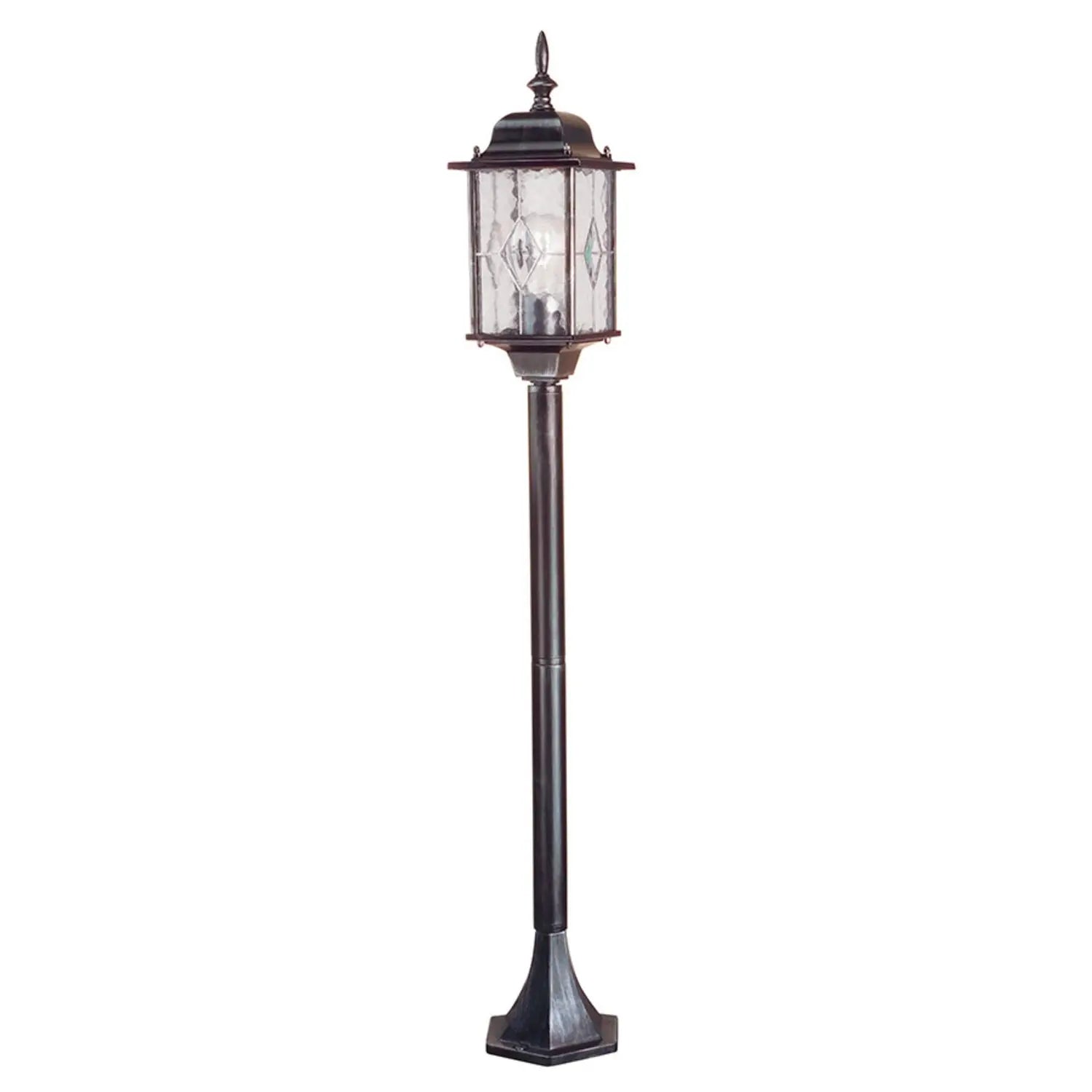 B-Ware Elstead Wegeleuchte Gartenleuchte Wexford Laterne Schwarz Silber Metall Glas Led