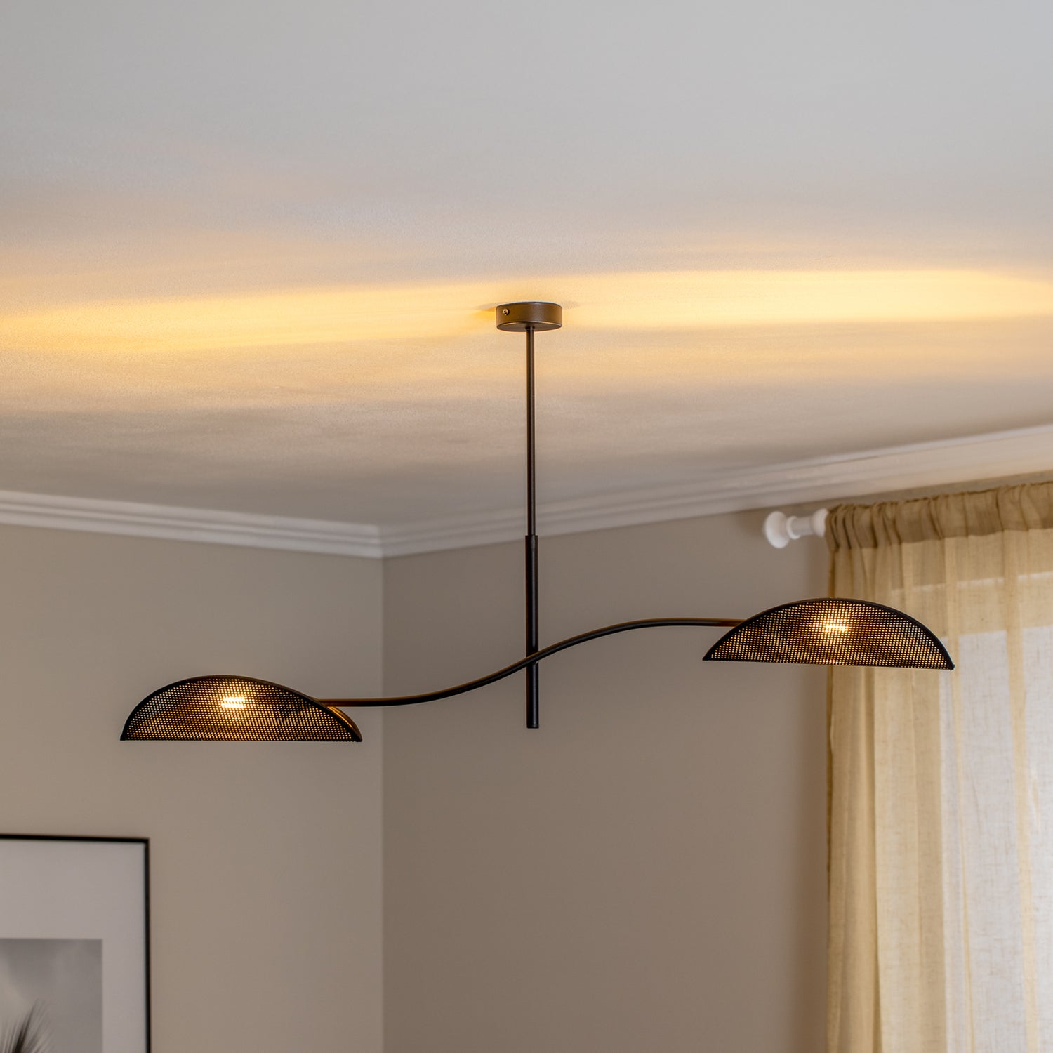 B-Ware Emibig Lighting Deckenlampe Lampe Lotus Deckenleuchte Schwarz Gold 2 Flammig