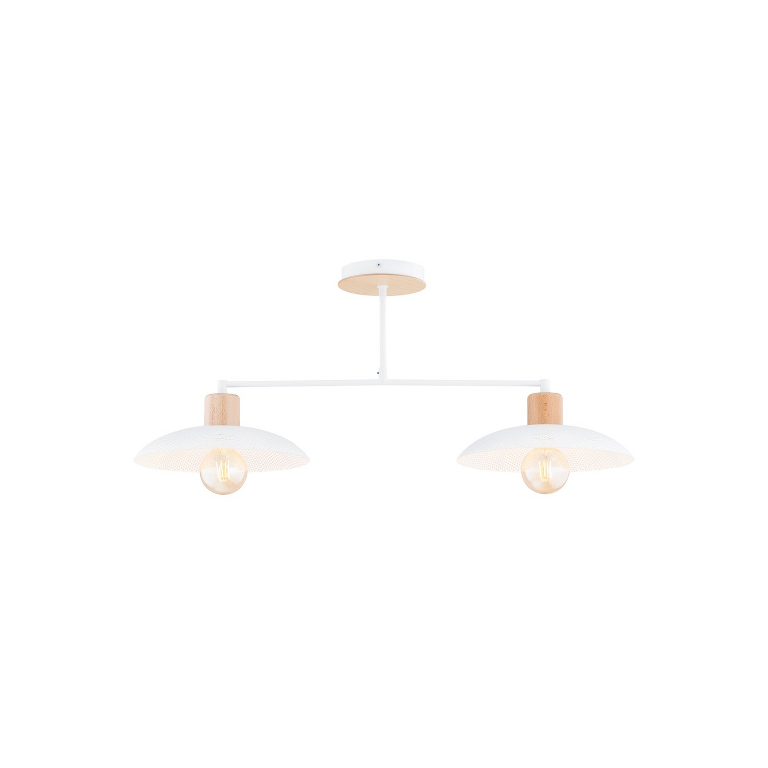 B-Ware Emibig Lighting Kobe Deckenleuchte Hängelampe Leuchte 2 Flg. Stahl Holz Weiß E27