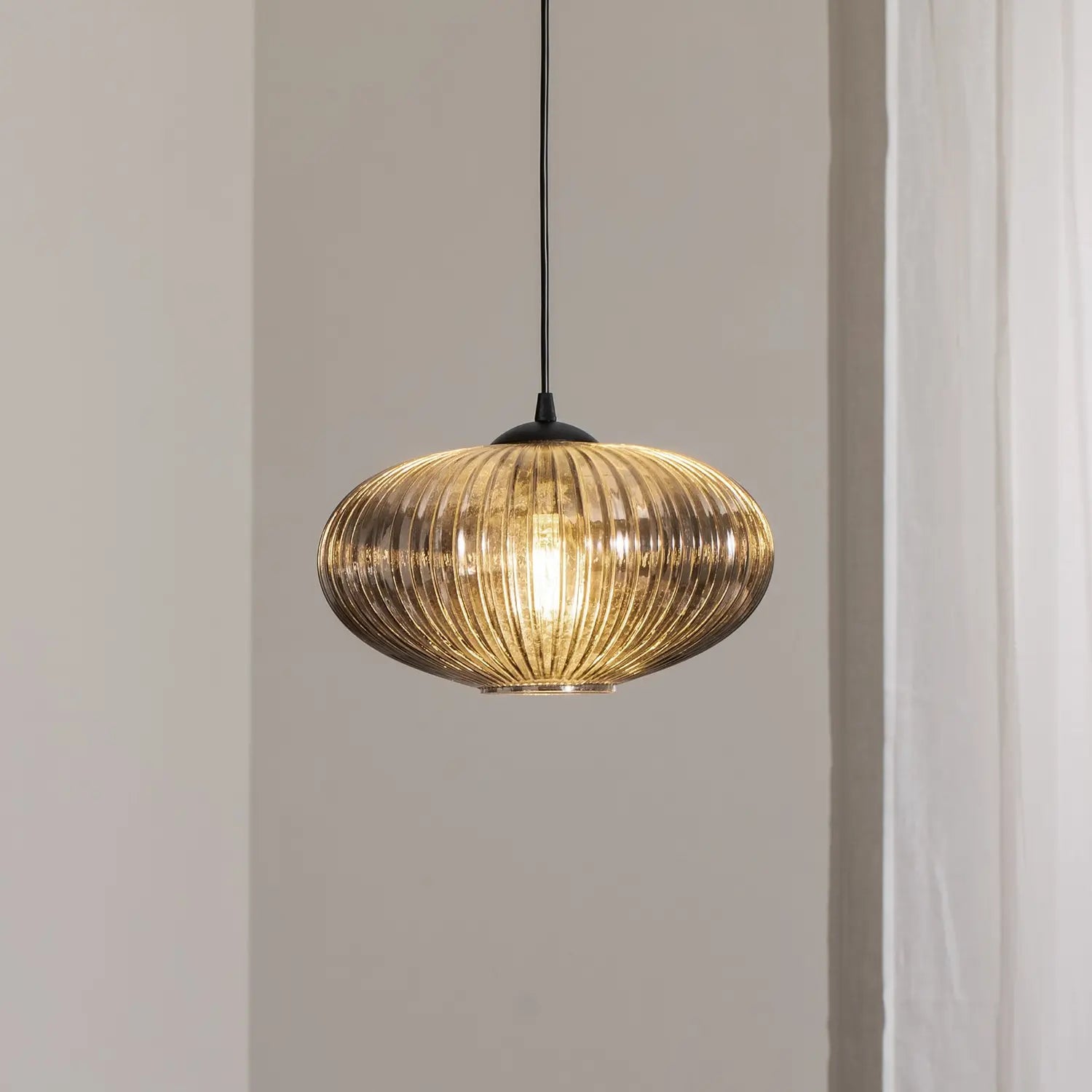 B-Ware Emibig Lighting Esszimmerlampe Hängeleuchte Lampe Coco Glas Schwarz Rauchgrau