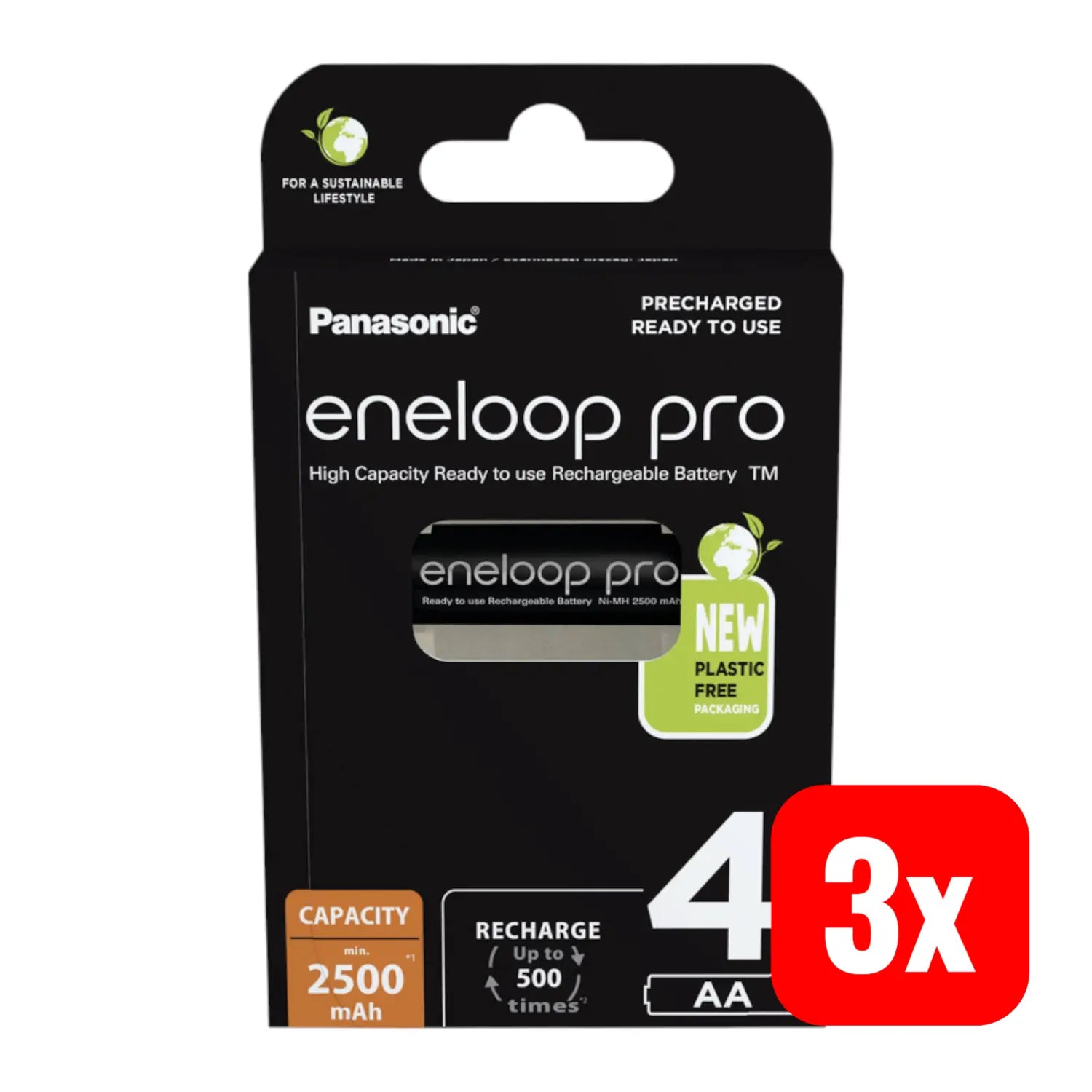 B-Ware Panasonic Eneloop Pro Hr06 Mignon Aa Akku Ni Mh 2500m Ah 1.2 V 4er Pack 3 Sets