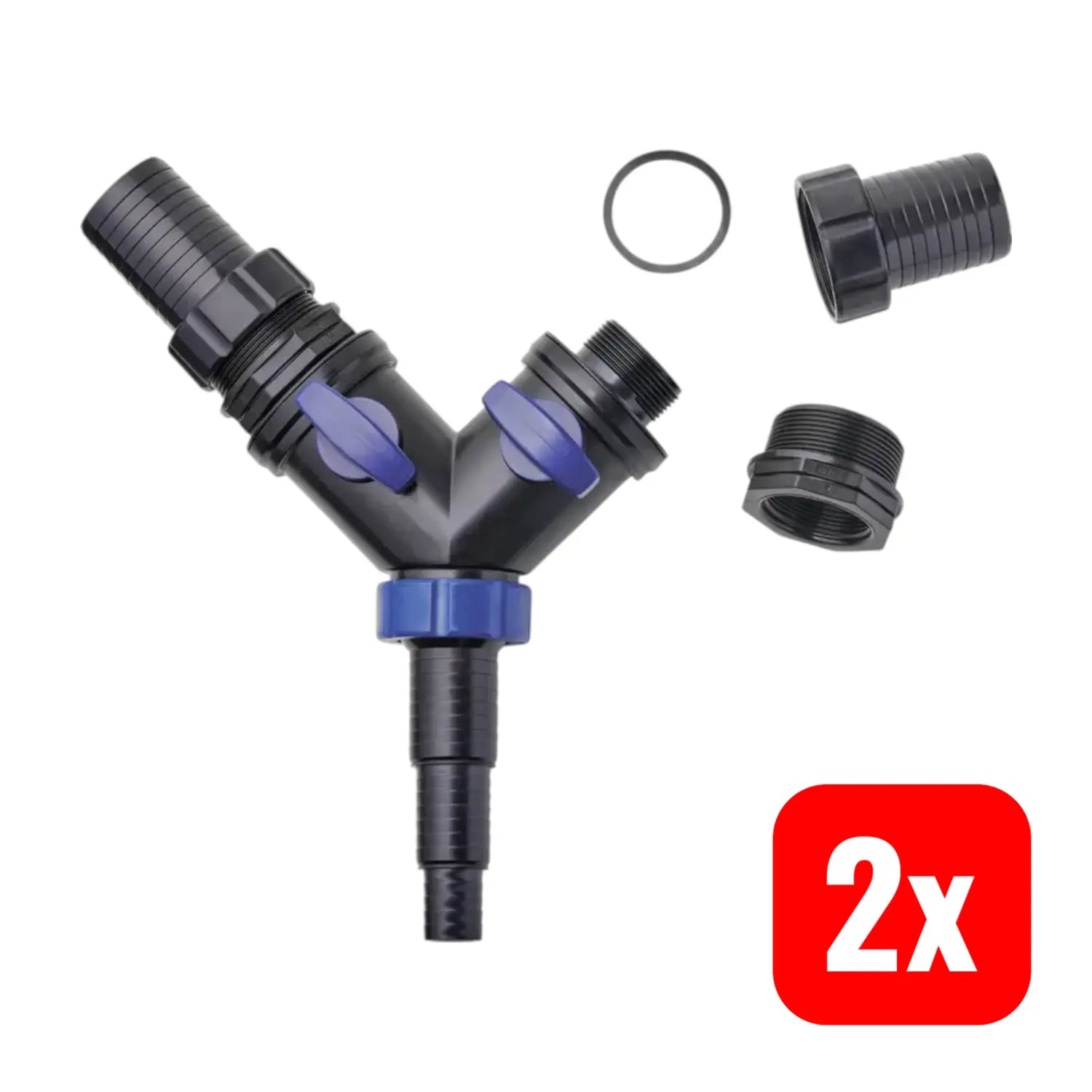 B-Ware Oase Y Verteiler 2" Abzweiger Schlauchverteiler Wasser Regulierbar 2 Sets