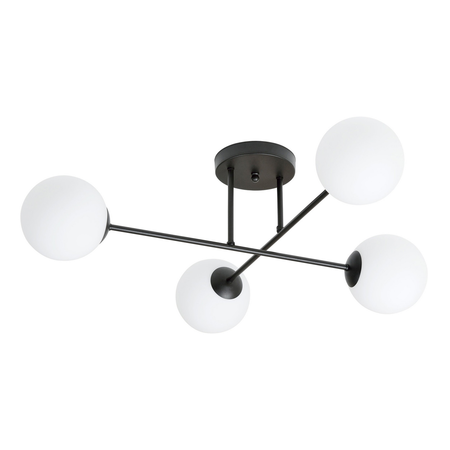B-Ware Euluna Deckenlampe Leuchte Glaslampe Glasschirm Lampe Schwarz Opal 4 Flg.