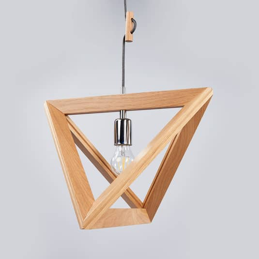 B-Ware Euluna Hölzerne Pendelleuchte Deckenlampe Hängeleuchte Deckenlampe Trigonon E27