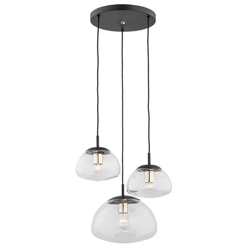 B-Ware Euluna Pendellampe Turku Hängeleuchte 3 Flammig Klar Schwarz Glas E27 Led Lampe
