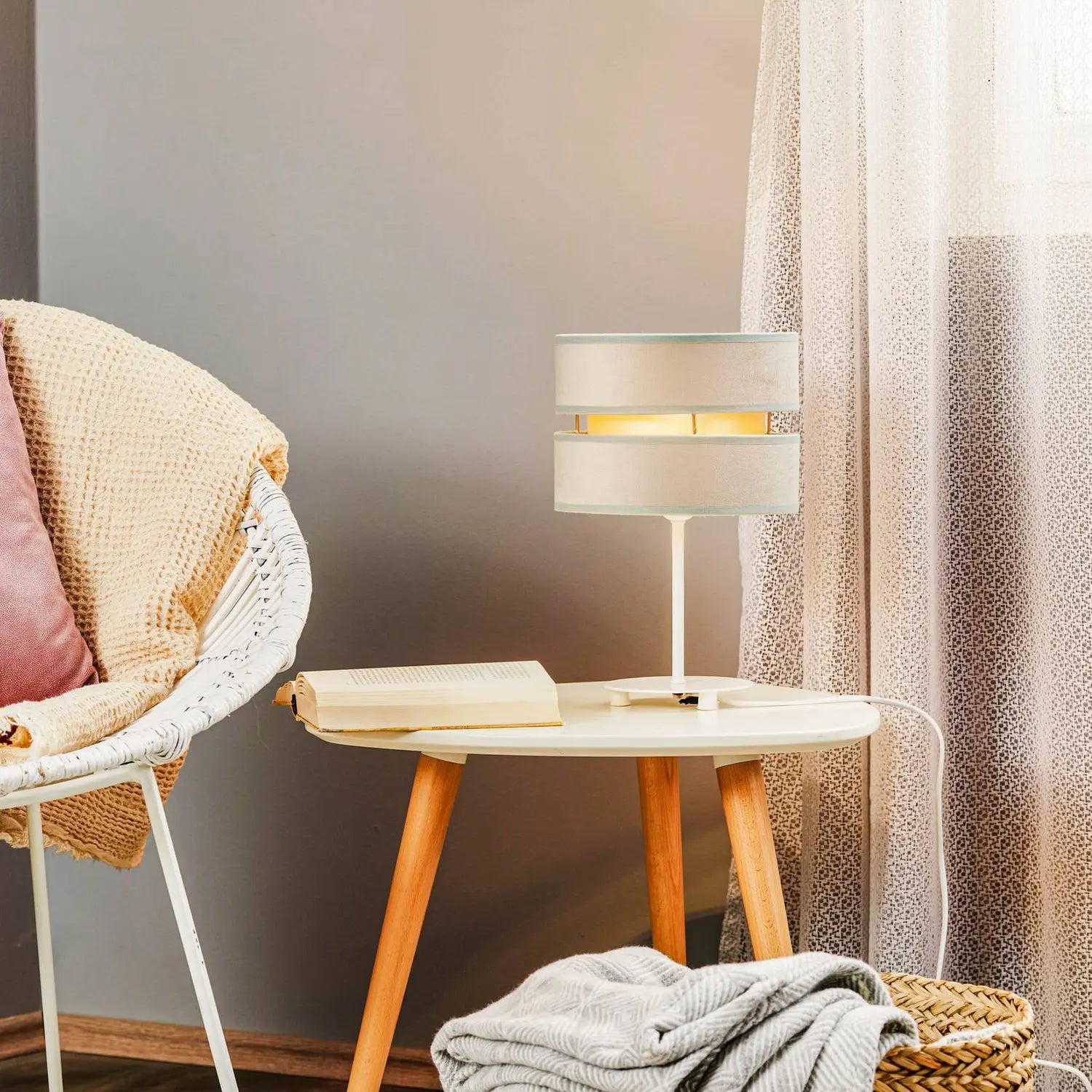 B-Ware Euluna Tischlampe Tischleuchte Golden Duo Lampe Mintgrün Gold Samt 30 Cm E14 Led