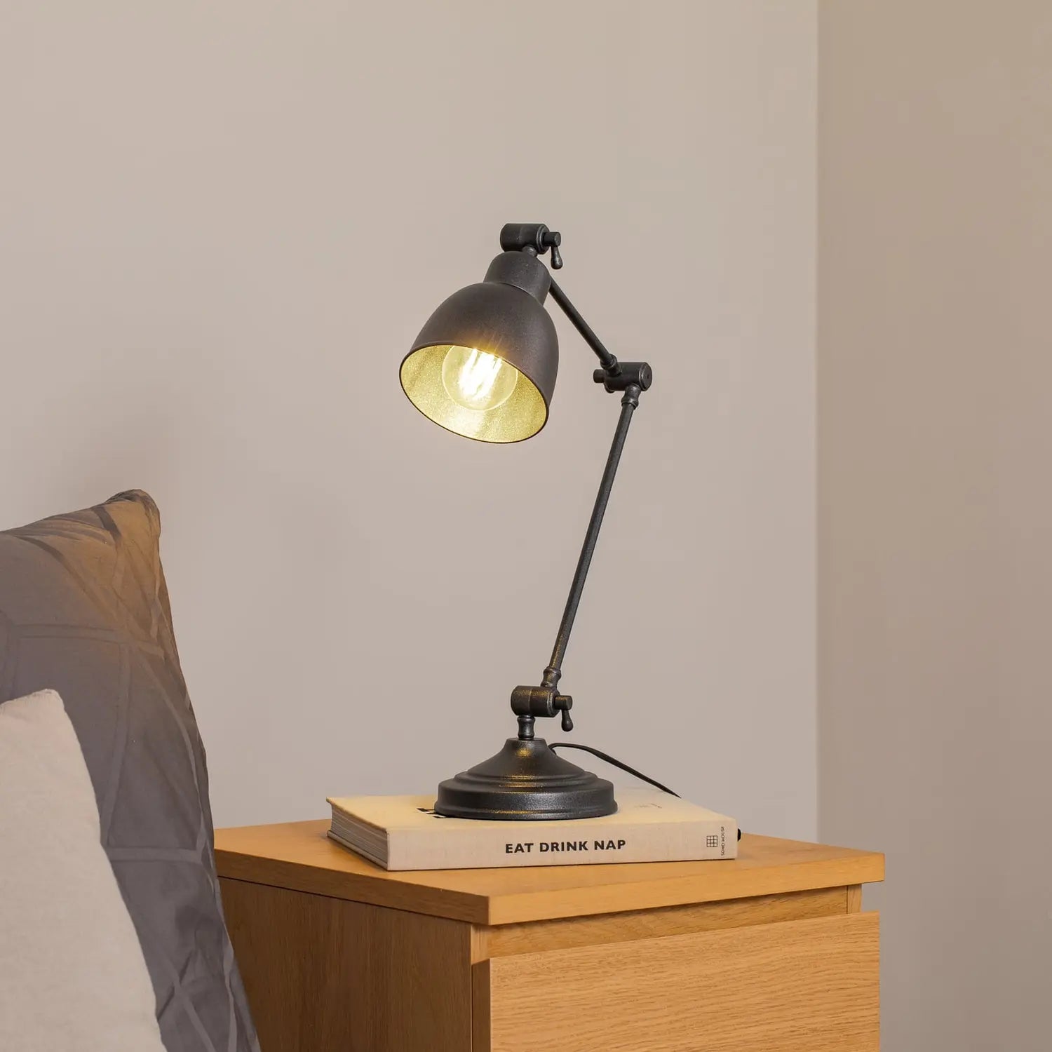 B-Ware Euluna Tischleuchte Lampe Emoti Anthrazit Stahl Schalter Verstellbar 45 Cm