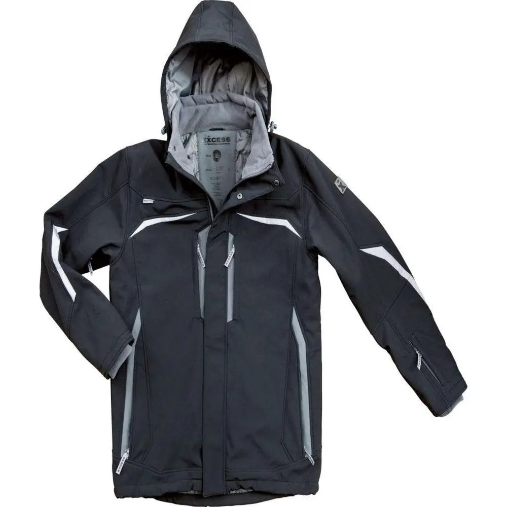 B-Ware Excess Winterjacke Jacke Softshell Allrounder Grau Kapuze Reißverschluss Größe L